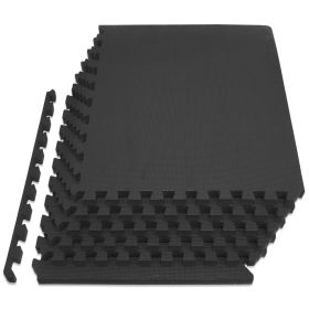 Exercise Puzzle Mat 1-in (Option: Black 24 Sq Ft - 6 Tiles)