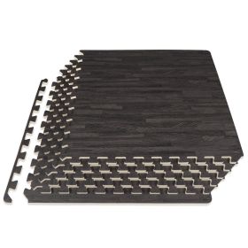 Wood Grain Puzzle Mat 1/2-in (Option: Carbon Black 24 Sq Ft - 6 Tiles)