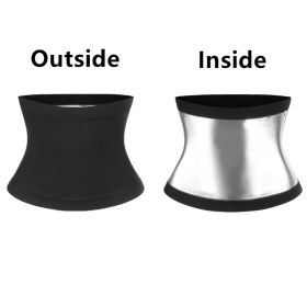 Waist Trimmer Unisex Belly Wrap Workout Sports Sweat Band Abdominal Trainer Weight Loss Body Shaper Tummy Control Slimming Belt (Color: Black with silver)