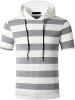 Men's New Muscle T-Shirt Gym Hooded Sports Short Sleeve Striped Slim T-Shirt